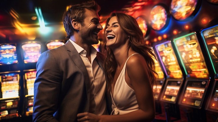 Meja Caribbean Stud Poker live dengan kartu dan chips di pasarjitu
